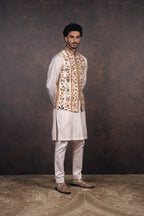 Crème Ivory Nehru Jacket Set | MURAQQA