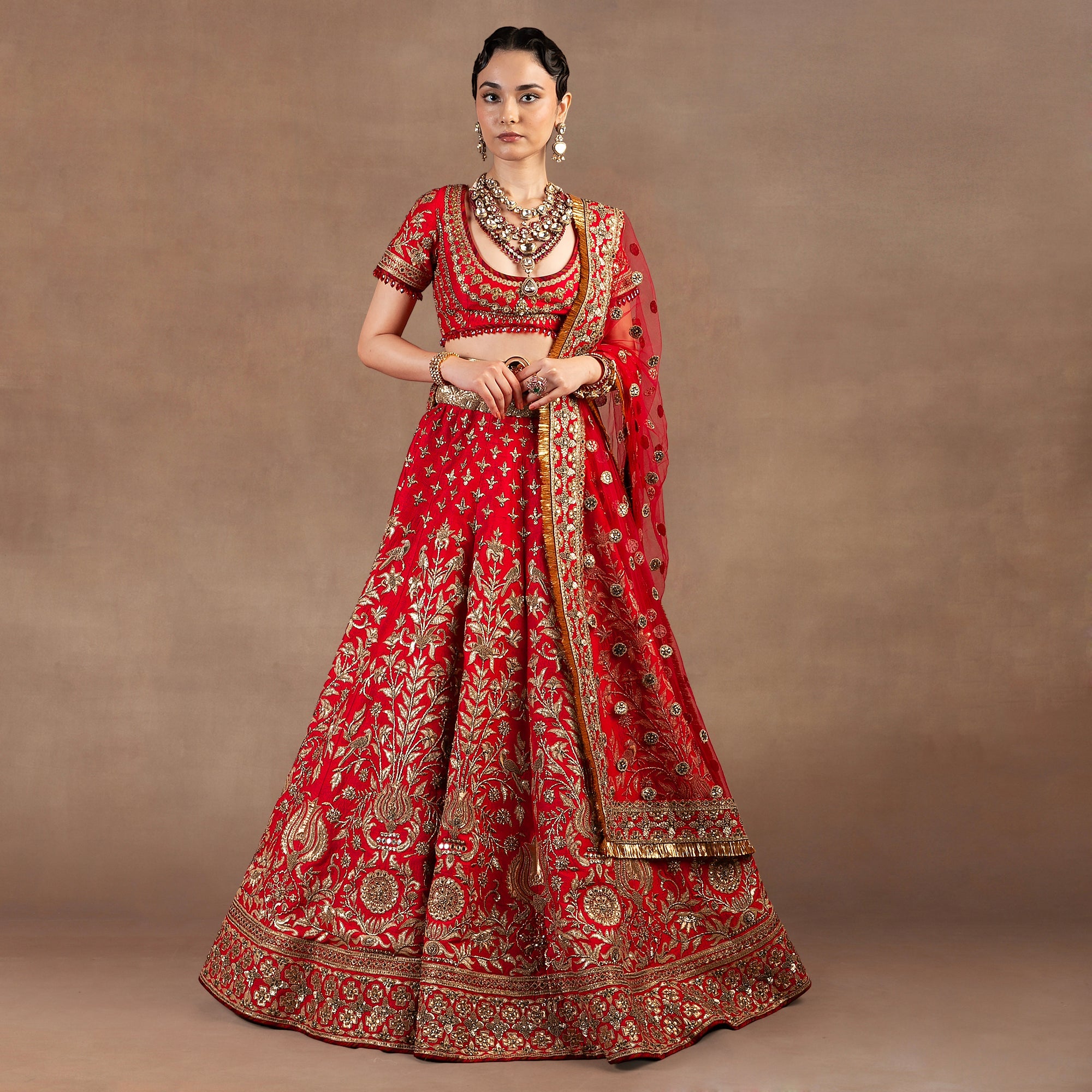 Crimson Red - Gold Lehenga Set | EAST