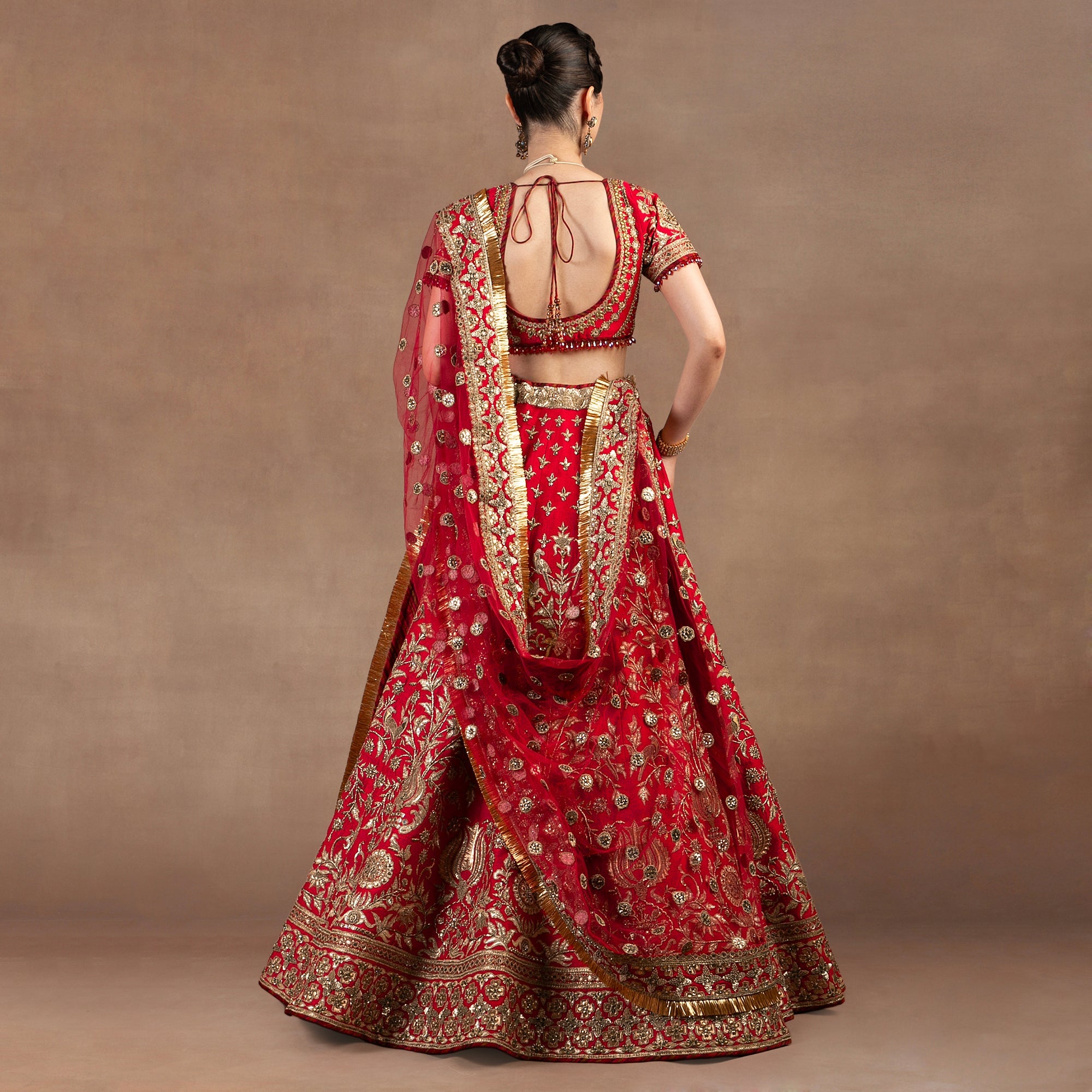 Crimson Red - Gold Lehenga Set | EAST