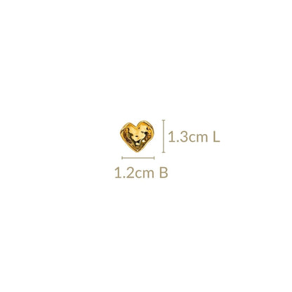 Crinkled Gold Heart Earrings