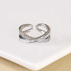 Criss Cross Silver Stone Ring