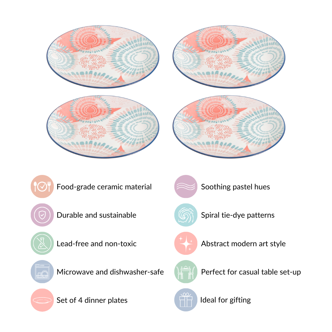 Pastel Dinner Plates Set Of 4 10Inch