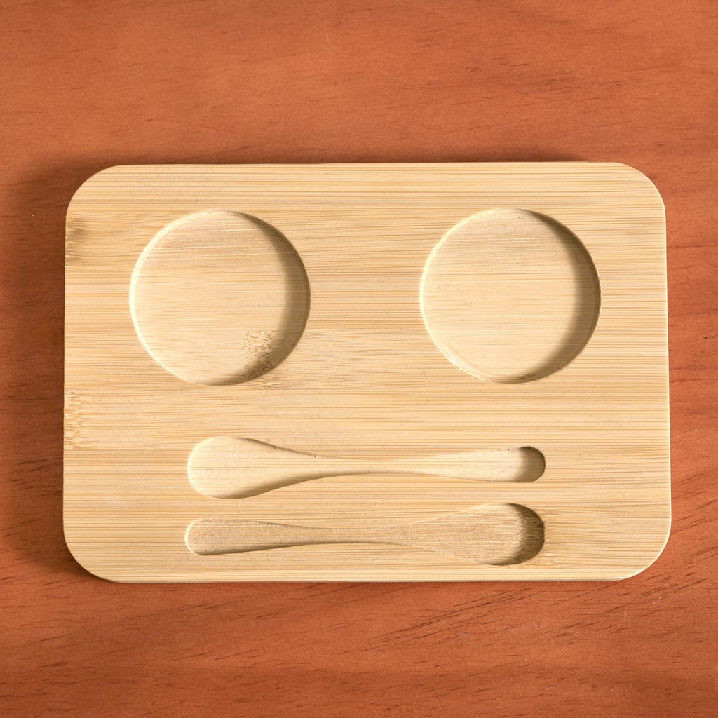 Coffee Mugs And Spoons With Wooden Tray For Two 350ml