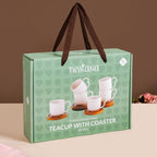 Modern Art Deco Ceramic Cup Set Of 6 With Coasters 200ml