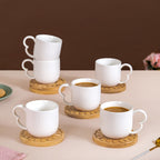 Modern Art Deco Ceramic Cup Set Of 6 With Coasters 200ml