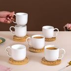 Modern Art Deco Ceramic Cup Set Of 6 With Coasters 200ml