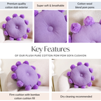 Pom Pom Round Sofa Cushion Purple 17 Inch