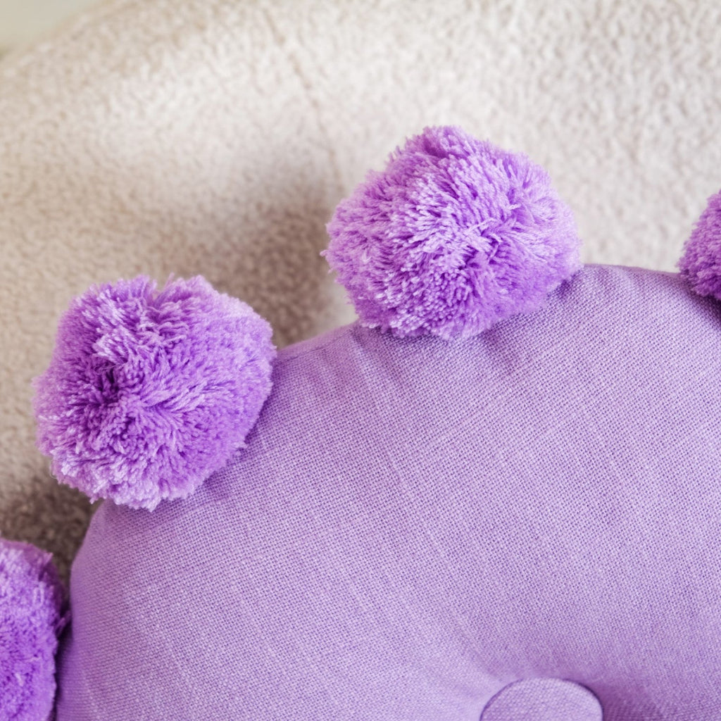 Pom Pom Round Sofa Cushion Purple 17 Inch
