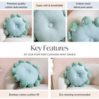 Pom Pom Round Cushion Mint Green 17 Inch