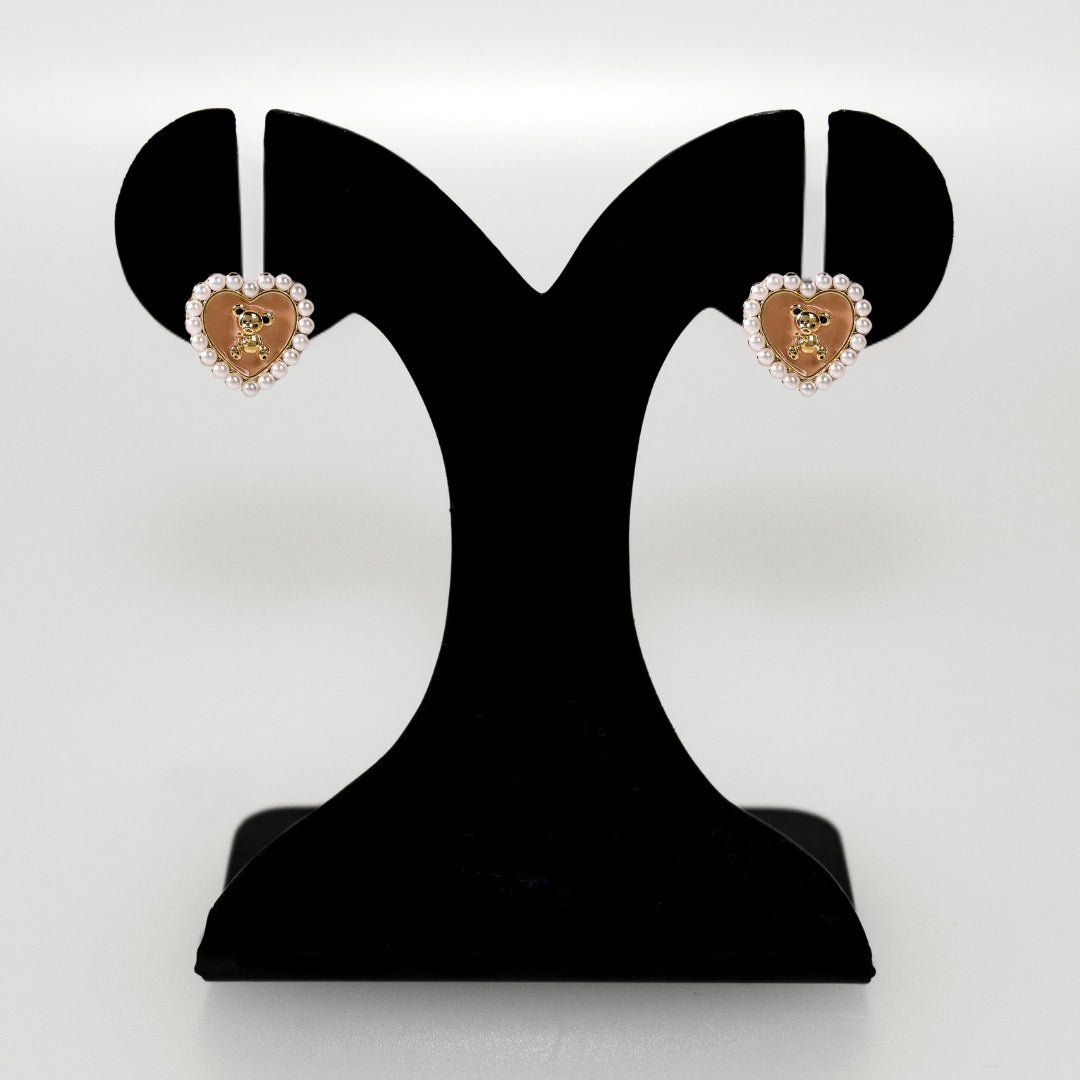 Cute Teddy Heart Studs