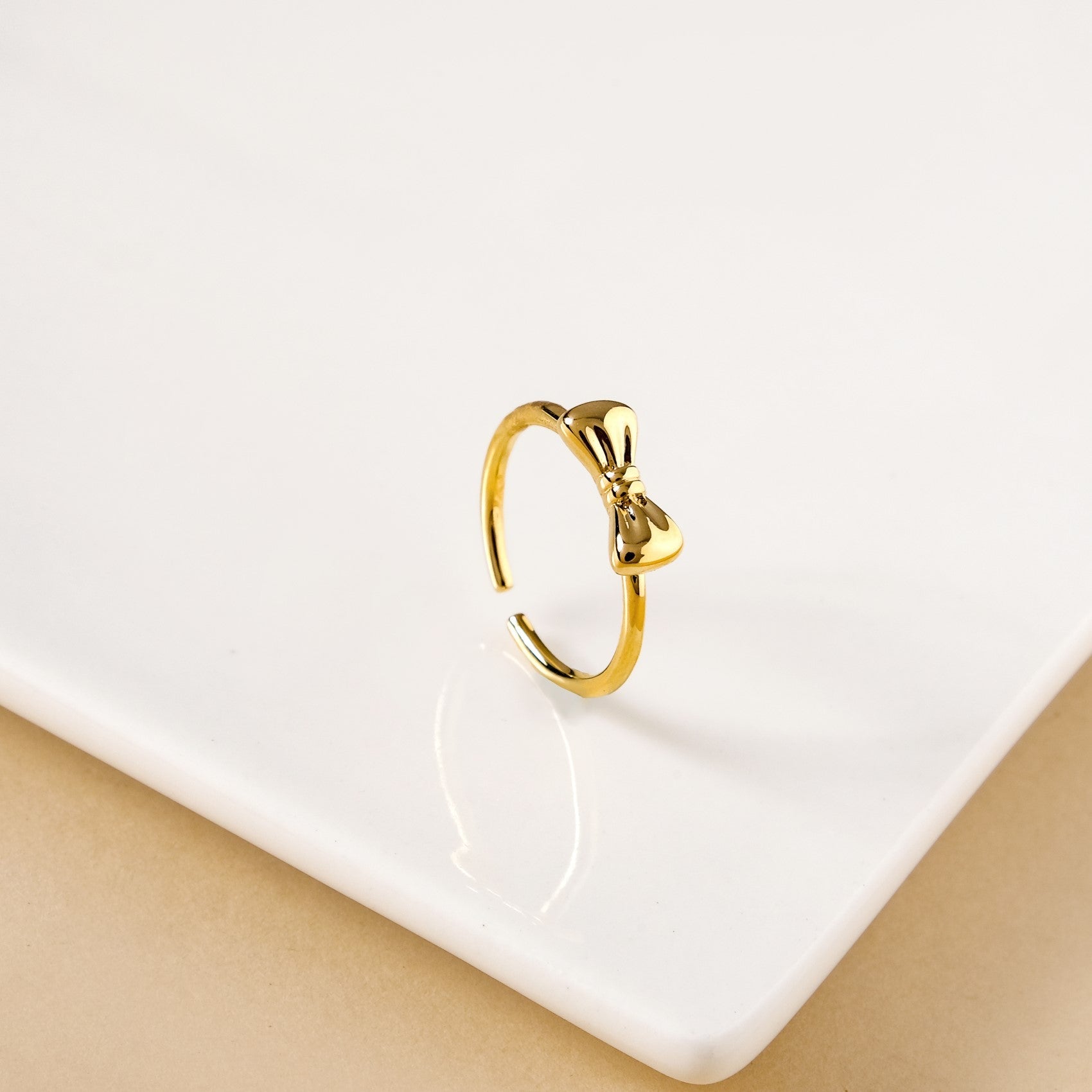 Dainty Gold Bow Statement Ring