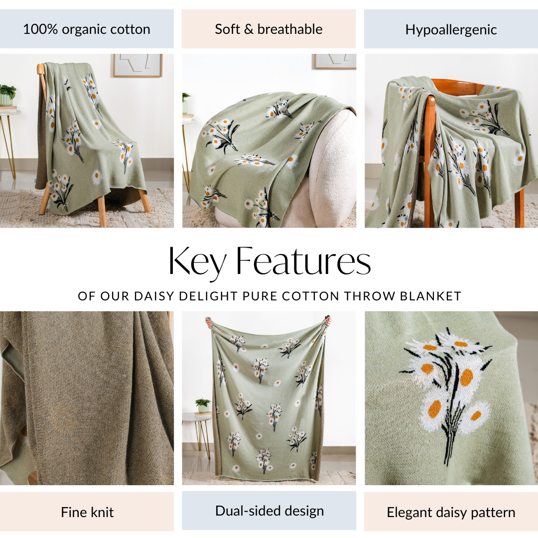 Daisy Delight Pure Cotton Throw Blanket