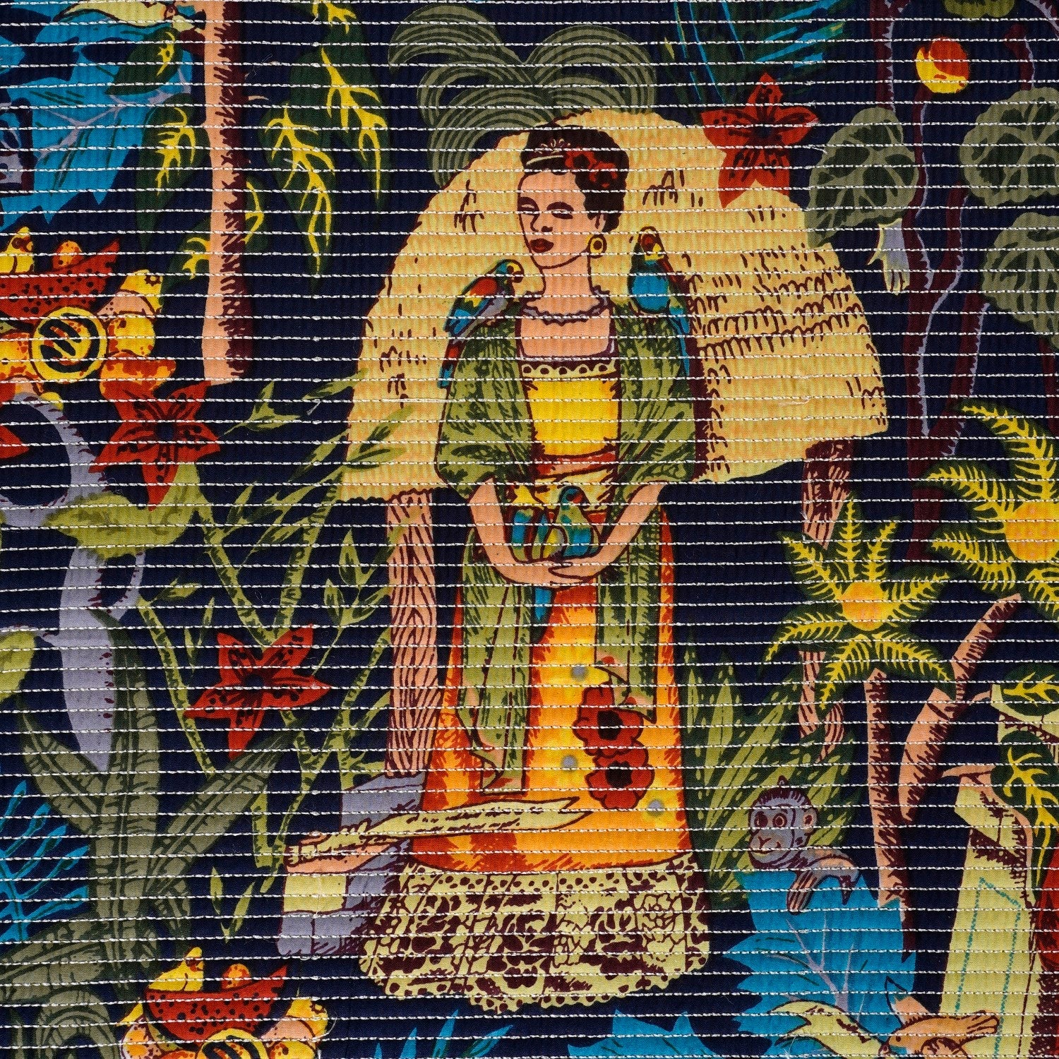 Frida Kahlo Inspired Quilted Cotton Bedcover 250x220cm