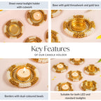 Decorative Pearl Gold Beaded Tealight Holders Set Of 6