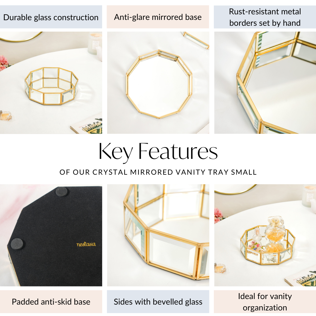 Crystal Mirrored Vanity Tray Small