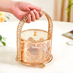 Decorative Glass Candy Jar With Handle And Lid