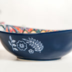 Mandala Melange Ceramic Long Dish With Handles Blue 400ml