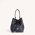 Basket Weave Bucket Handbag For Women Black