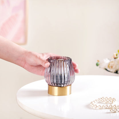 Grey Glass Tulip Battery Lamp With LED Light Bulb