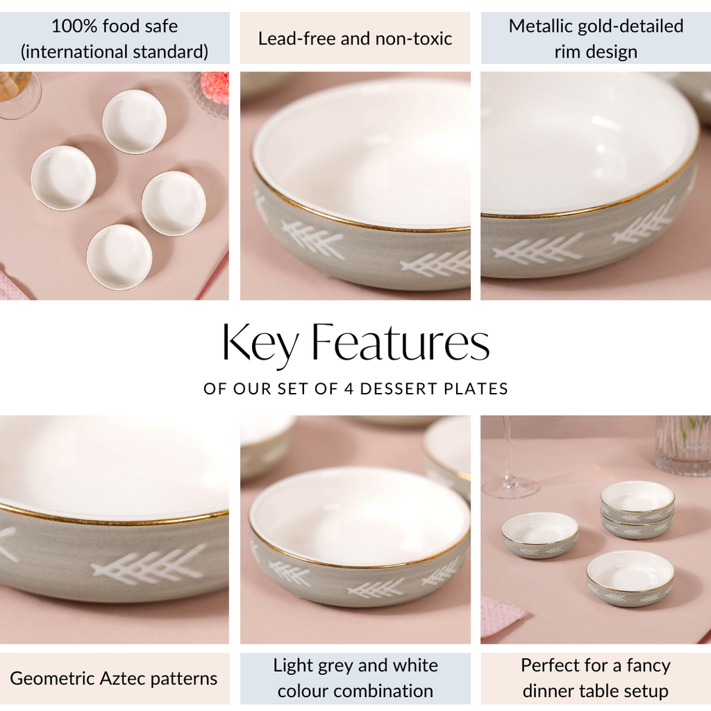 Azo Grey Dessert Plate Set Of 4