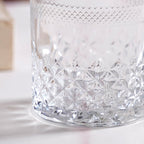 Premium Diamond Embossed Whiskey Tumbler Glass Set Of 6 230ml