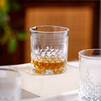 Premium Diamond Embossed Whiskey Tumbler Glass Set Of 6 230ml