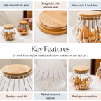 Glass Airtight Cookie Jar With Lid Set Of 2 850ml