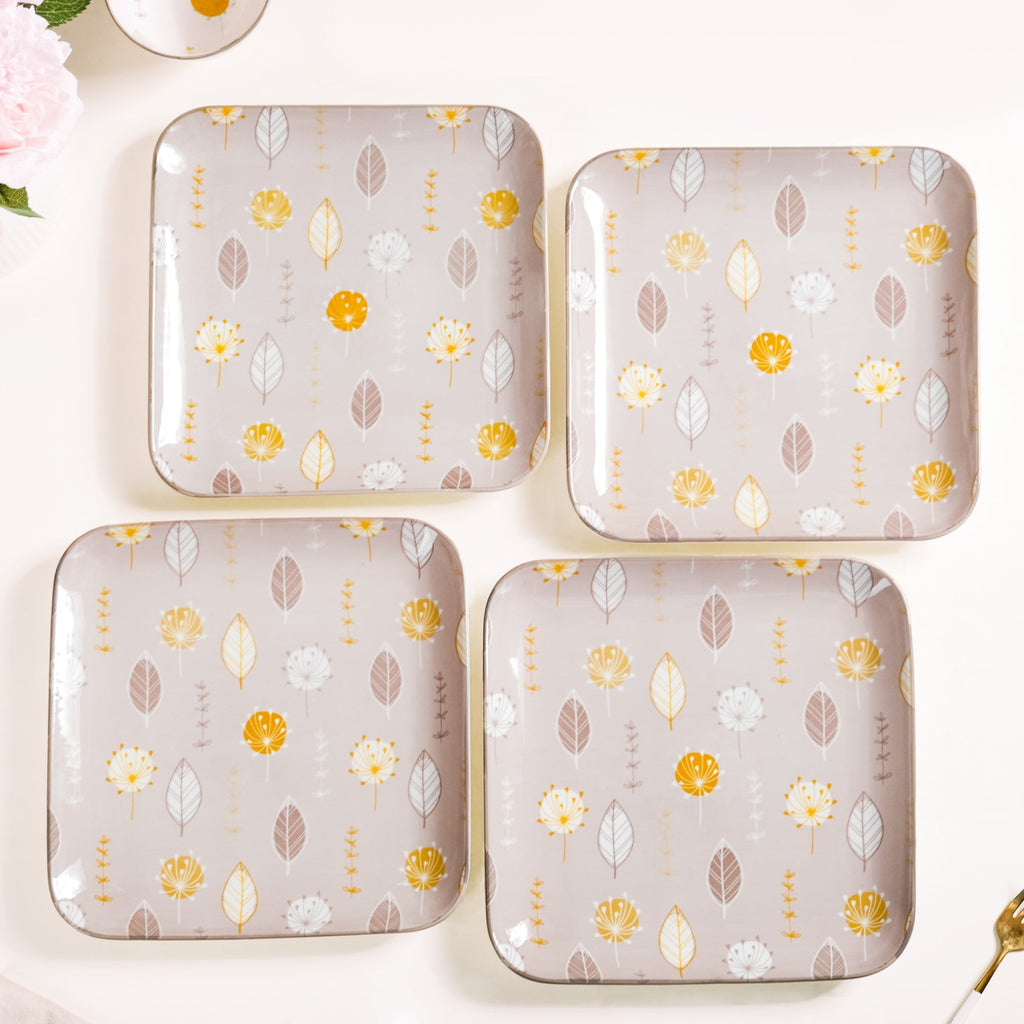 Dandelion Square Dinner Plates Set Of 4 9x9 Inch