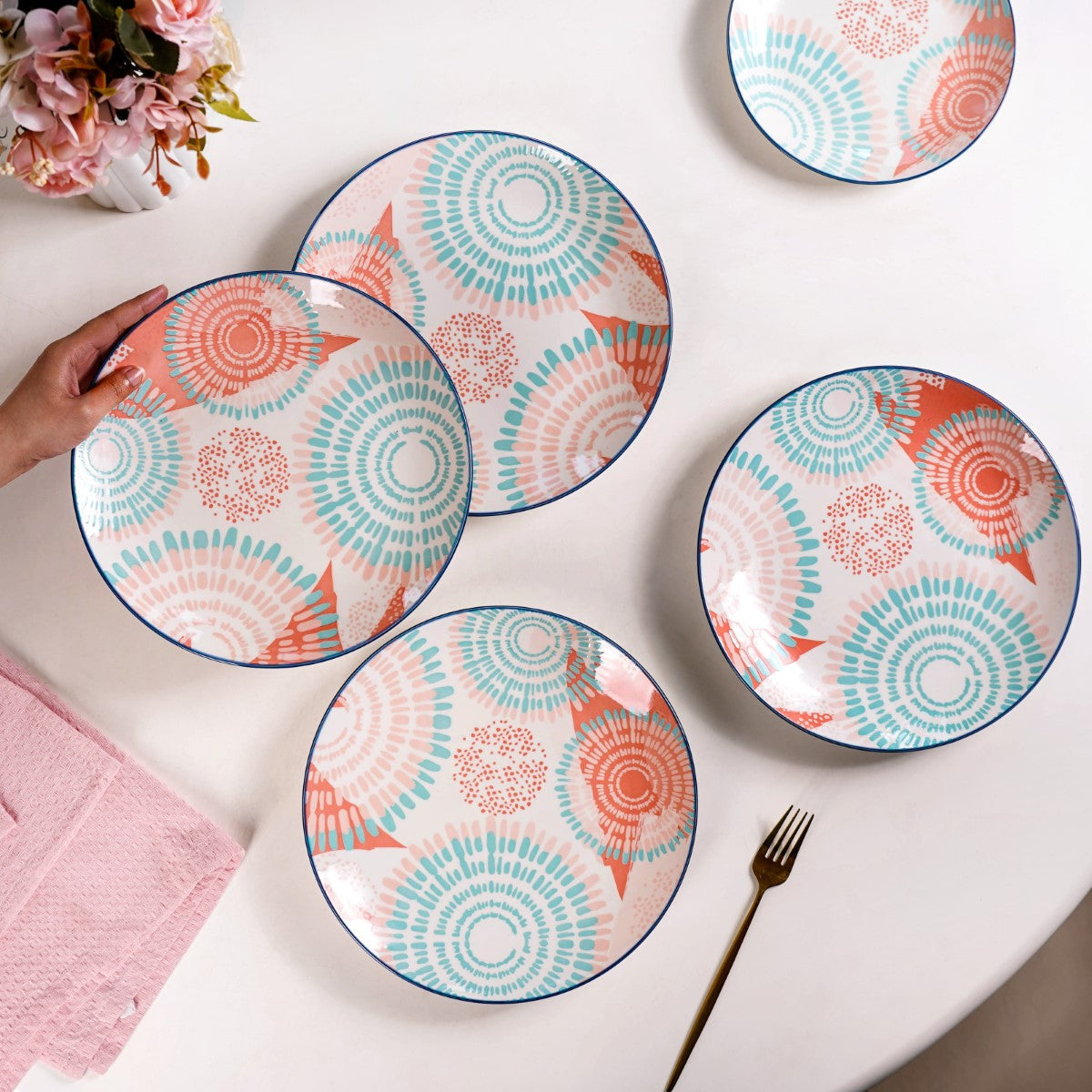 Pastel Dinner Plates Set Of 4 10Inch
