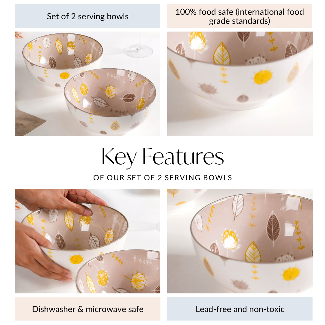 Set Of 2 Dandelion Serving Bowls 1650ml