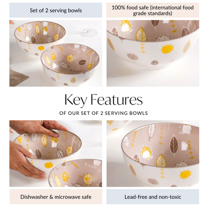 Set Of 2 Dandelion Serving Bowls 1650ml