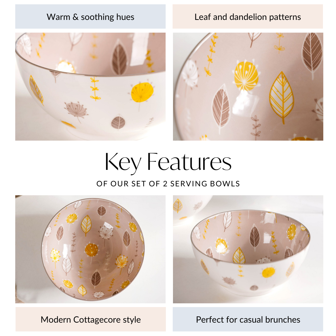 Set Of 2 Dandelion Serving Bowls 1650ml