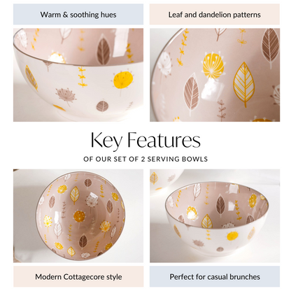 Set Of 2 Dandelion Serving Bowls 1650ml