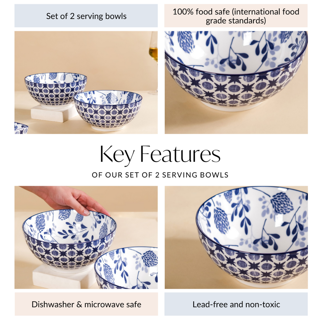 Blue Blossom Serving Bowl Set Of 2 1650ml