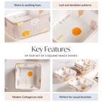 Dandelion Square Snack Bowl Set Of 4 600ml