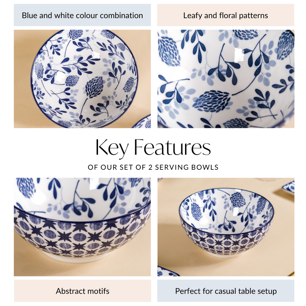 Blue Blossom Serving Bowl Set Of 2 1650ml