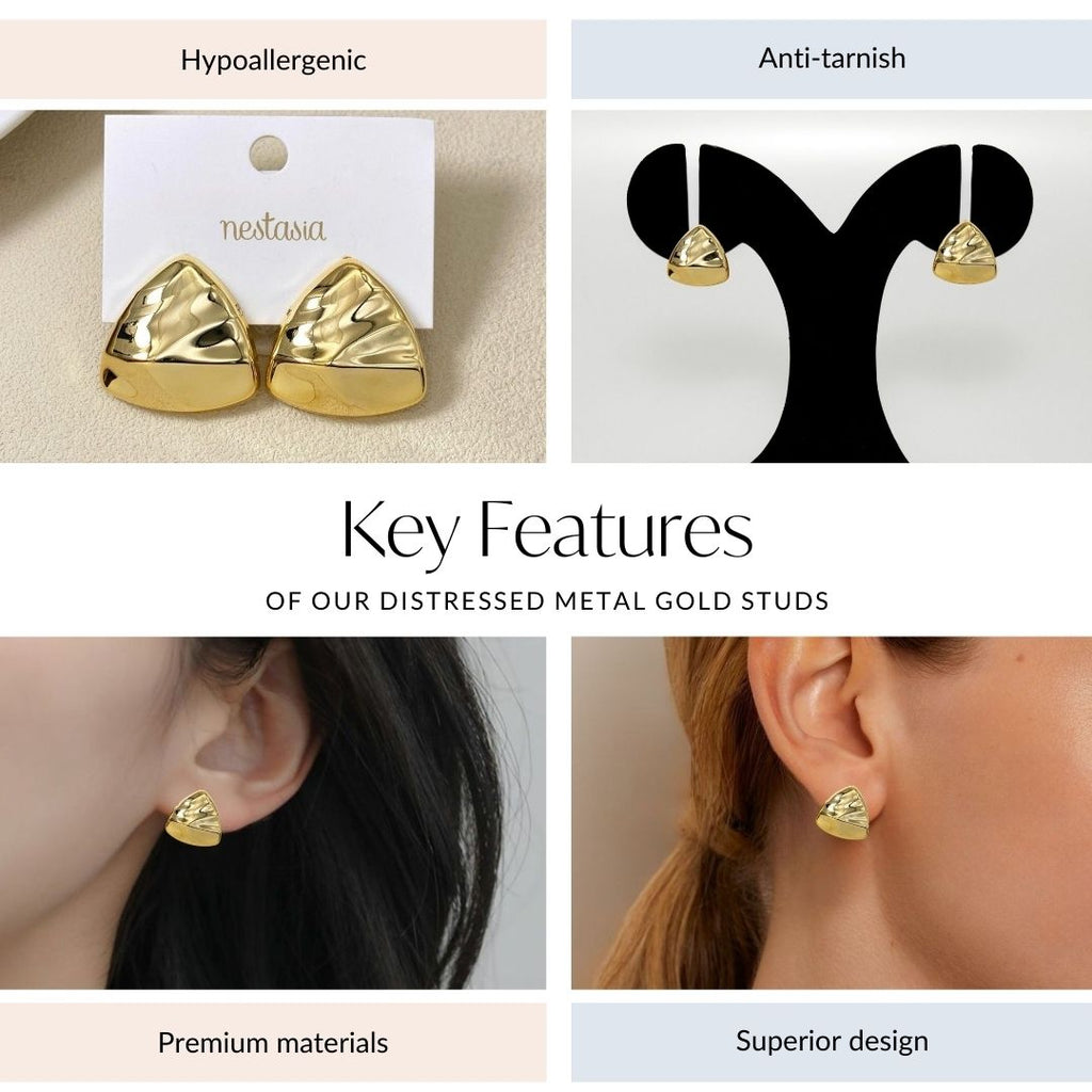 Distressed Metal Gold Studs