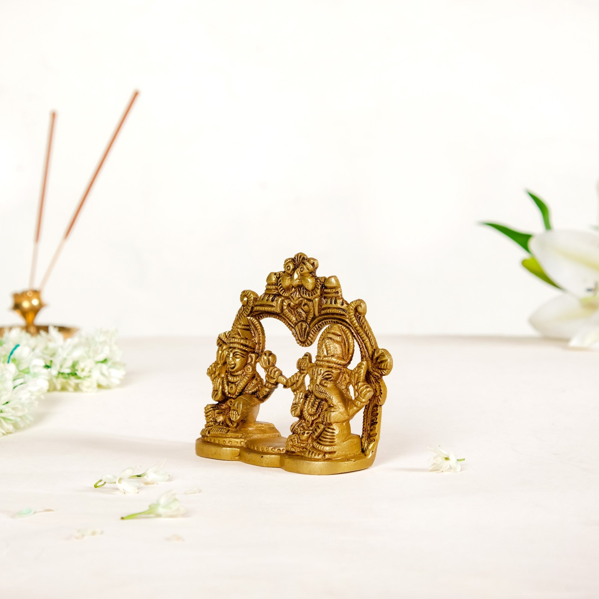 Divine Ganesh Laxmi Brass Idol 8cm