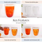OJ Americano Double Wall Glass Tumblers Set Of 2 490ml