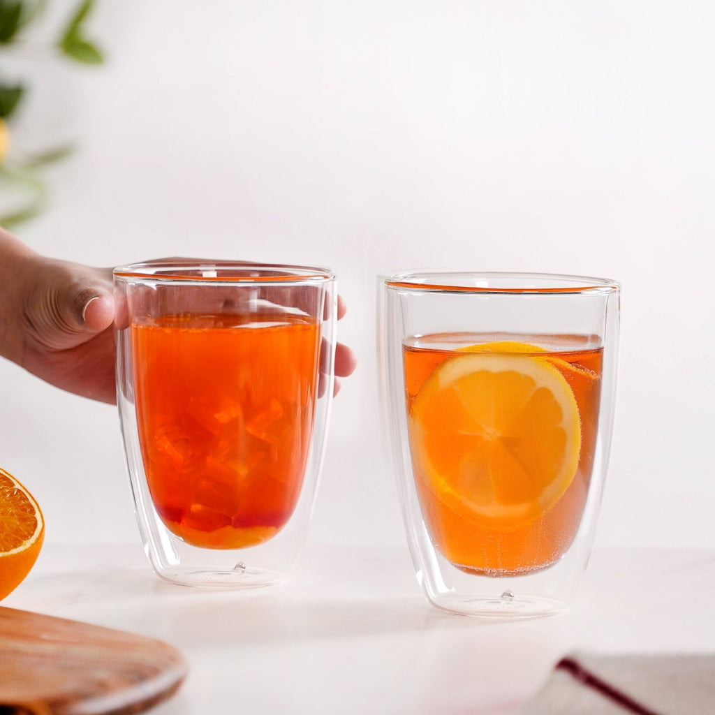 OJ Americano Double Wall Glass Tumblers Set Of 2 490ml