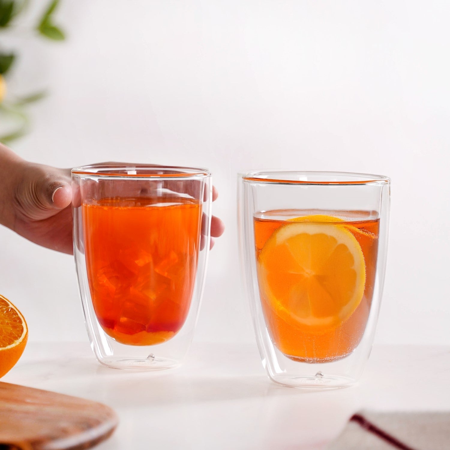 OJ Americano Double Wall Glass Tumblers Set Of 2 490ml