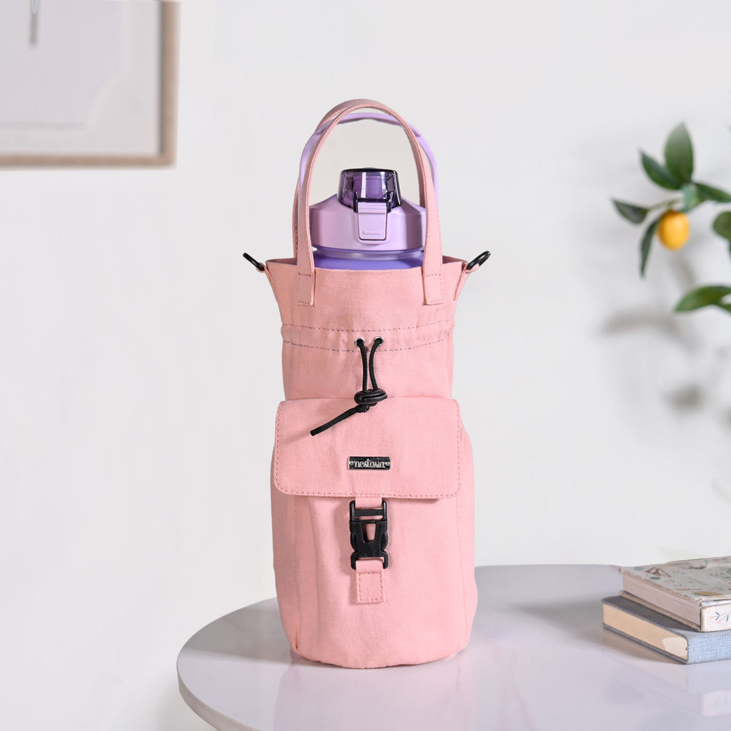 Chic Pink Drawstring Bottle Holder