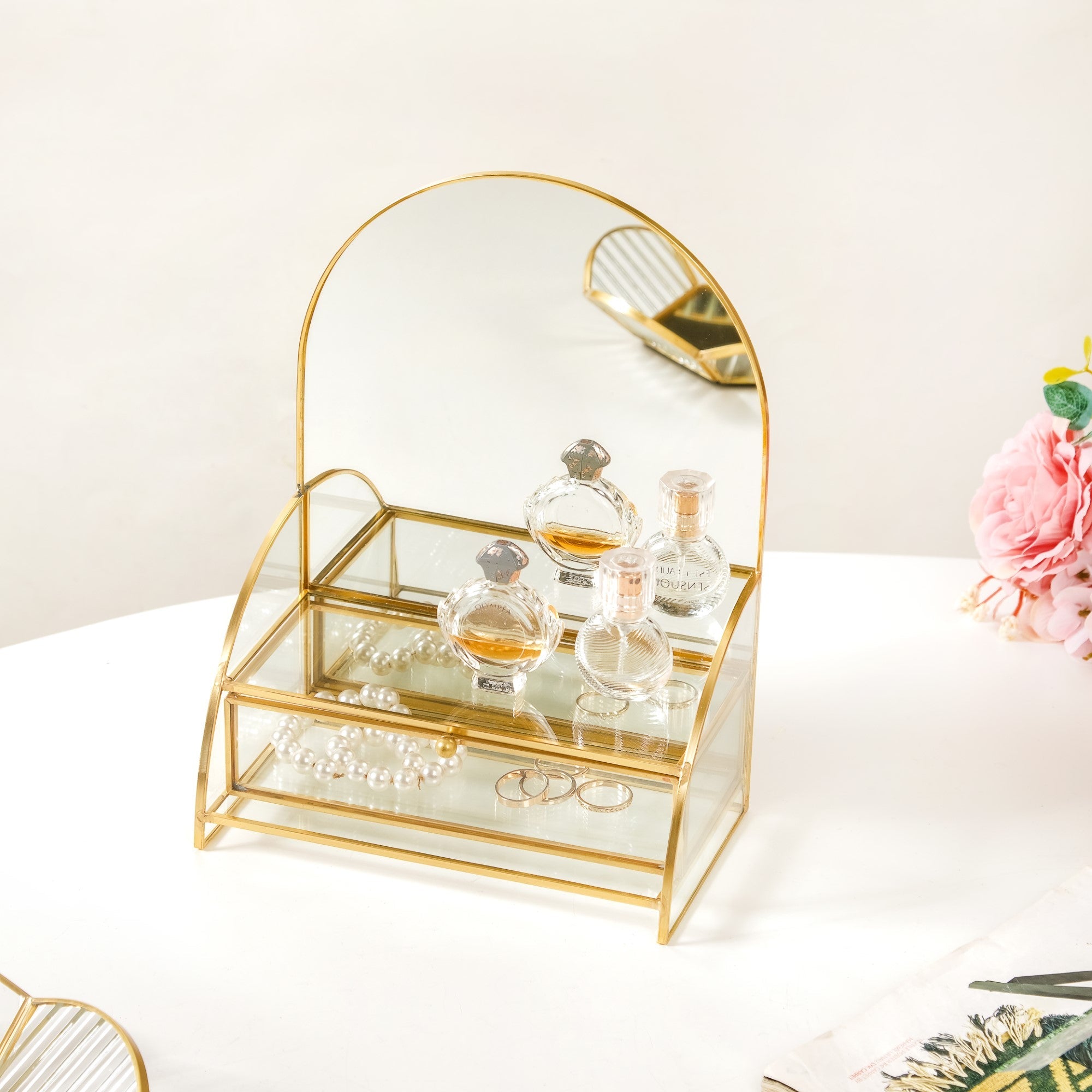 Dressing Table Mirror With Jewellery Box Drawer