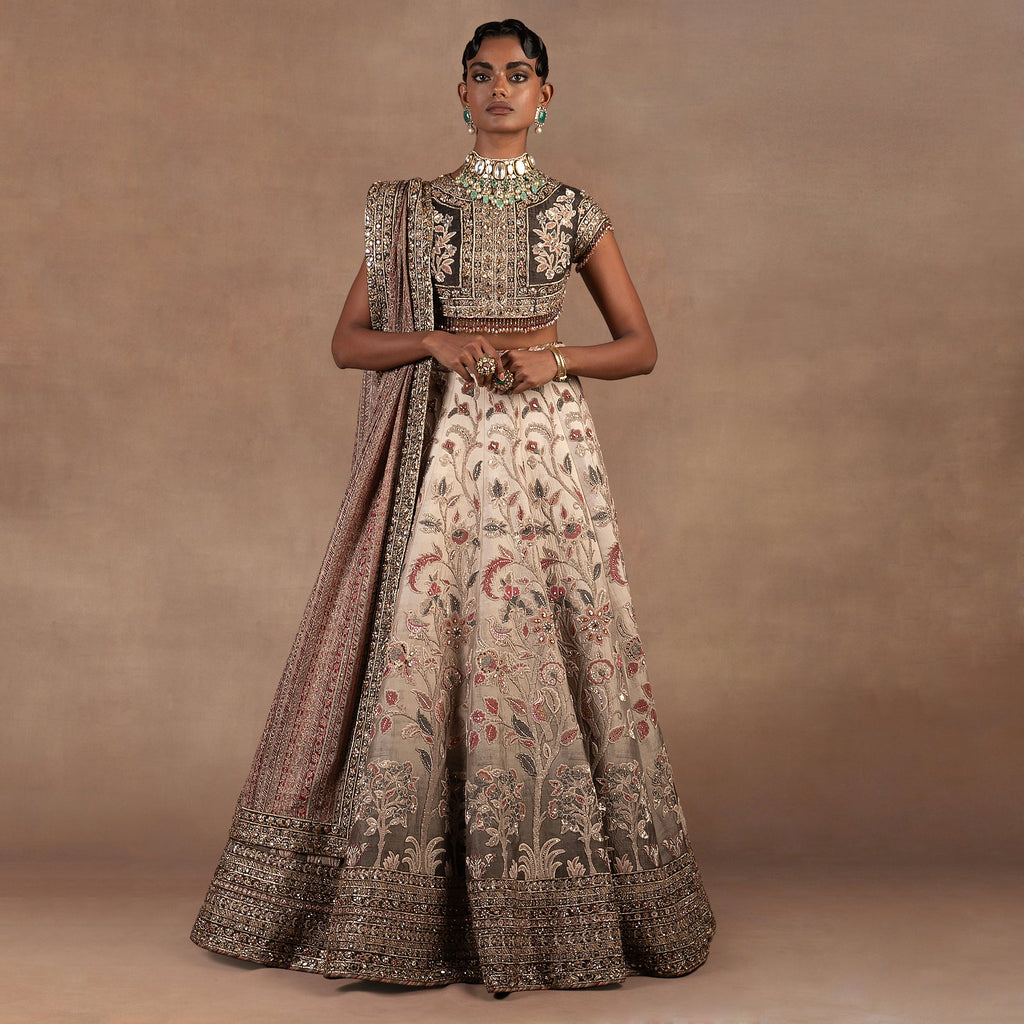 Dried Sage - Ivory  Ombre Lehenga Set | EAST