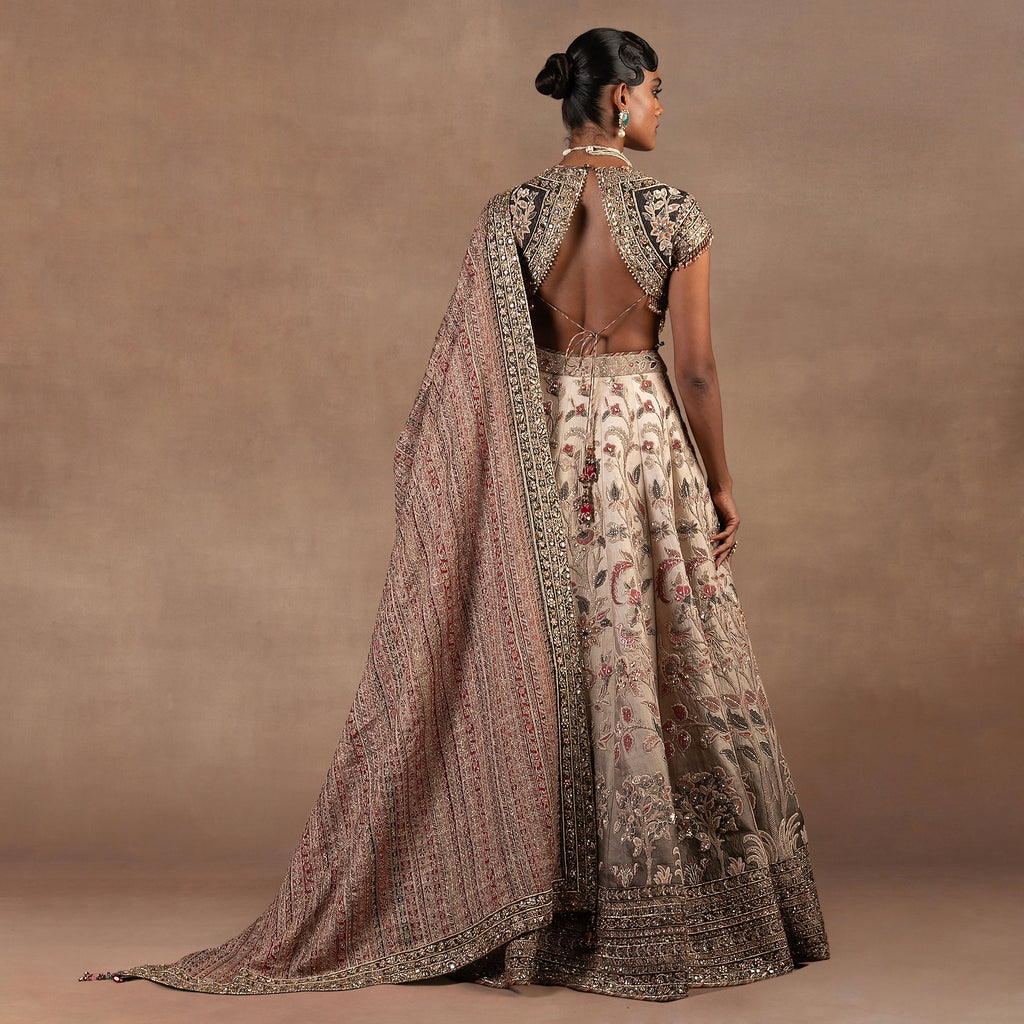 Dried Sage - Ivory  Ombre Lehenga Set | EAST