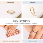 Dual Essence Gold Baguette Solitaire Ring