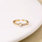 Dual Essence Gold Baguette Solitaire Ring