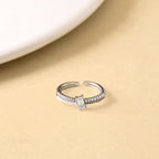 Dual Essence Silver Baguette Solitaire Ring