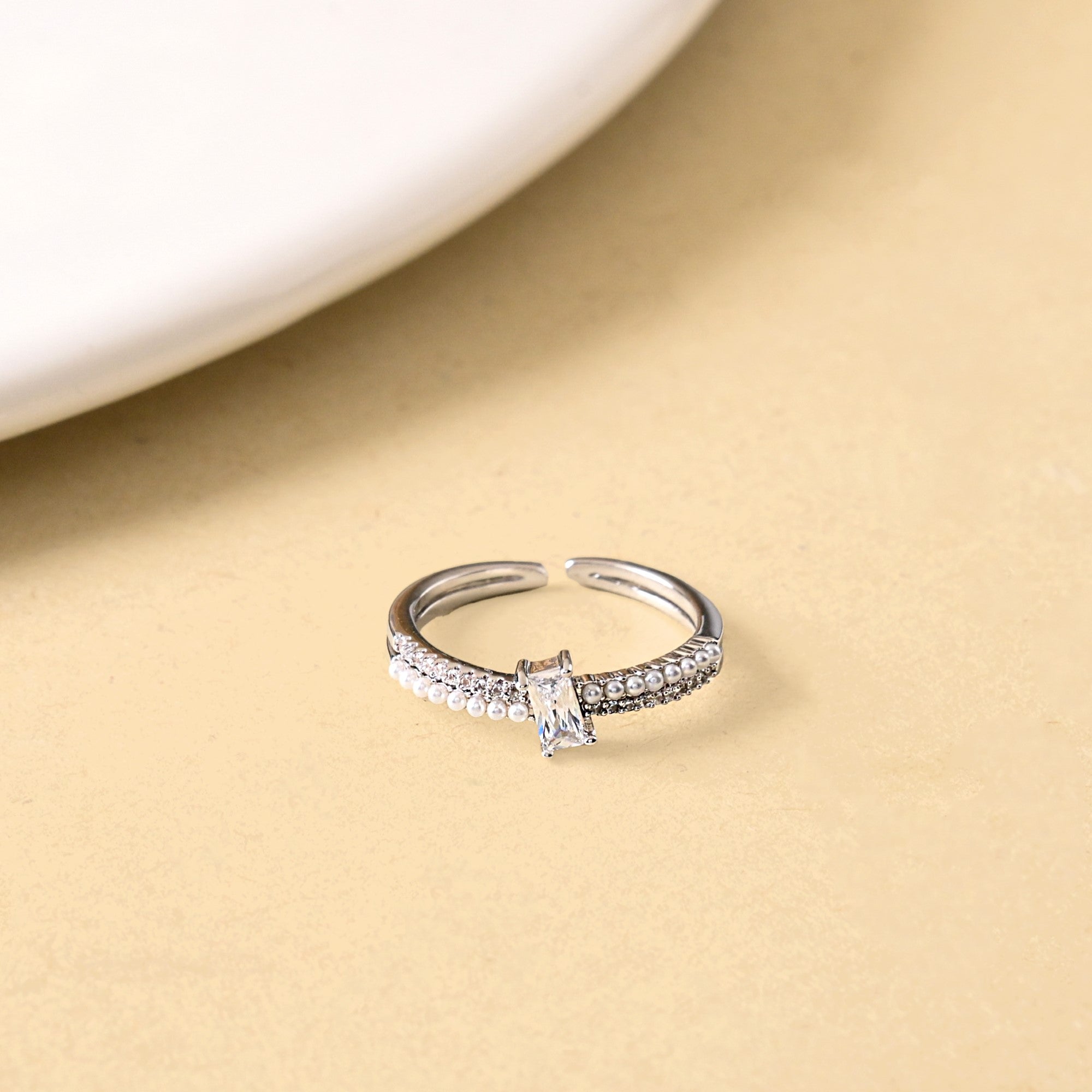 Dual Essence Silver Baguette Solitaire Ring
