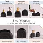 Chic Arches Ceramic Bath Set Of 2 Matte Black